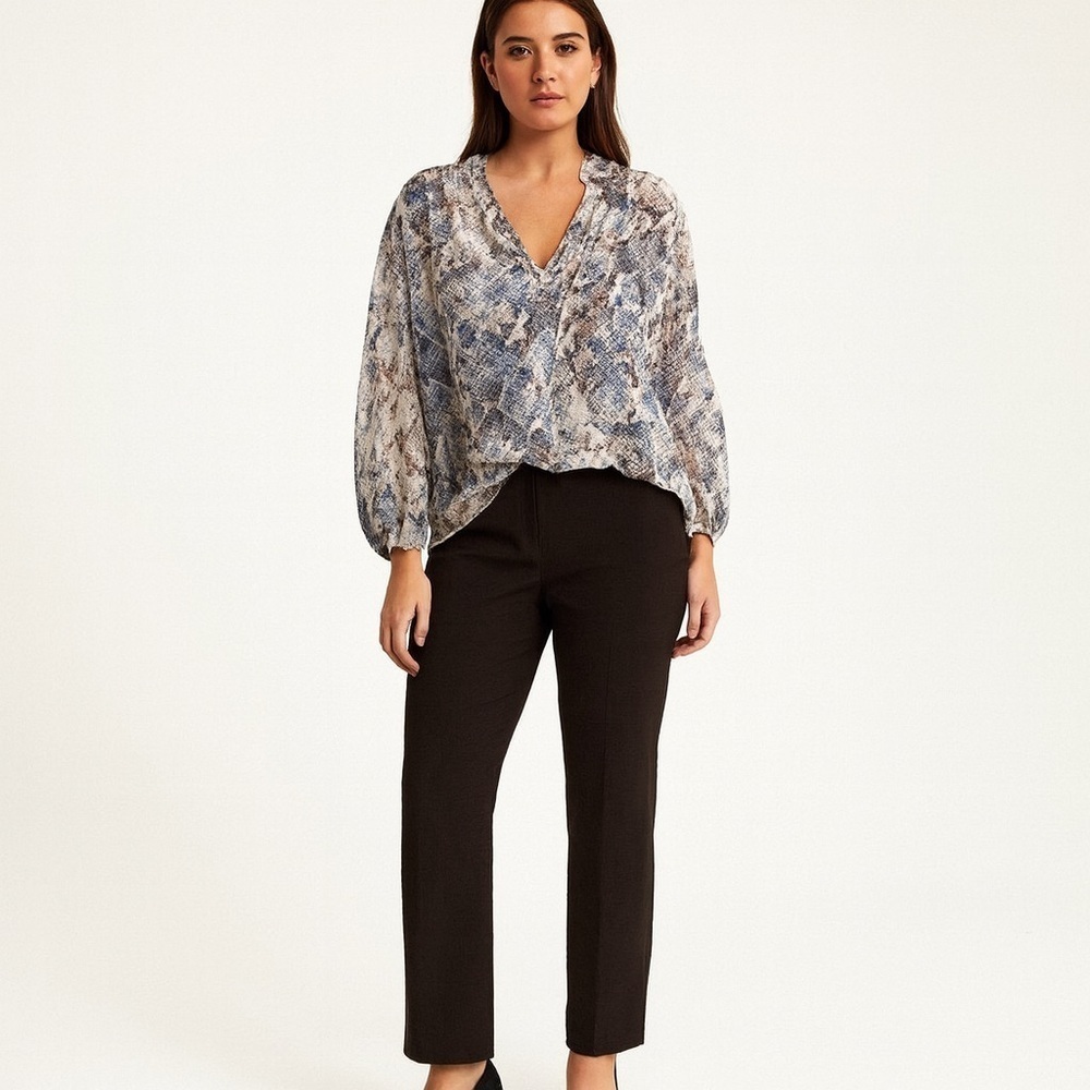 Veronica M Small Long Sleeve V Neck Blouse